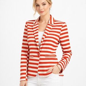 CI SONO Coral Striped Blazer Size S | Shoulder Pads | Cotton Blend Tailored...